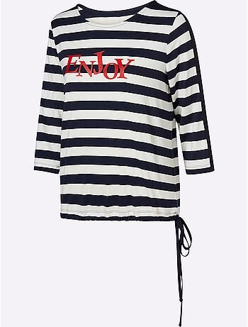 T-shirt Rayé Motif à Rayures Tendance - Taille Standard - helline