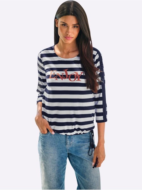 T-shirt Rayé Motif à Rayures Tendance - Taille Standard - helline - Kiabi