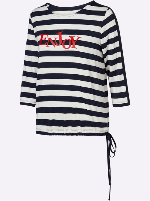 T-shirt Rayé Motif à Rayures Tendance - Taille Standard - helline - Kiabi