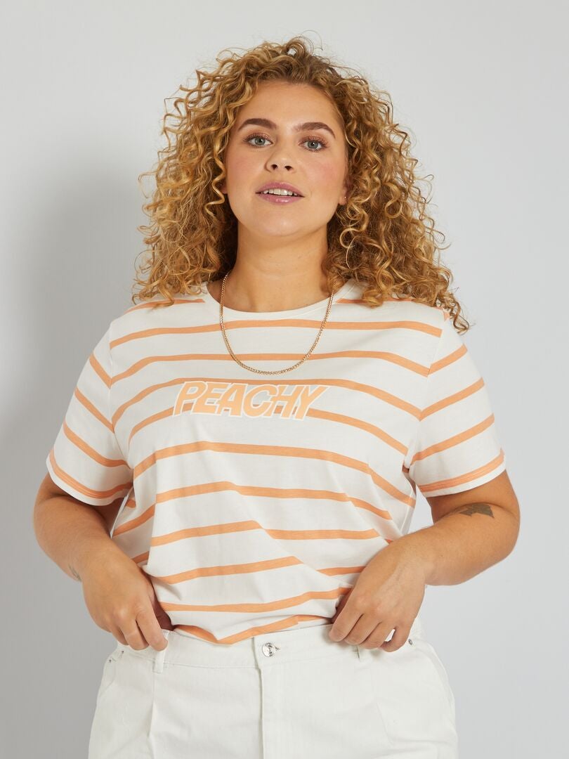 T-shirt rayé Orange - Kiabi