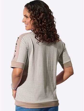 T-shirt Rayé Passepoil Contrasté - Taille Standard - Witt