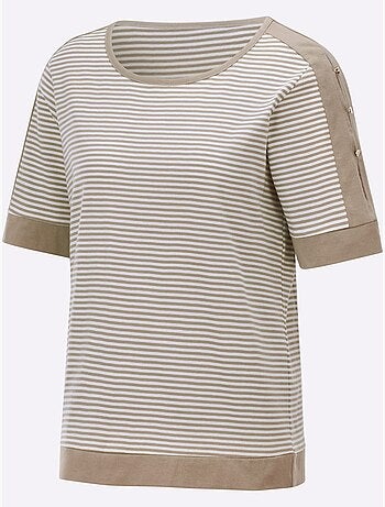 T-shirt Rayé Passepoil Contrasté - Taille Standard - Witt