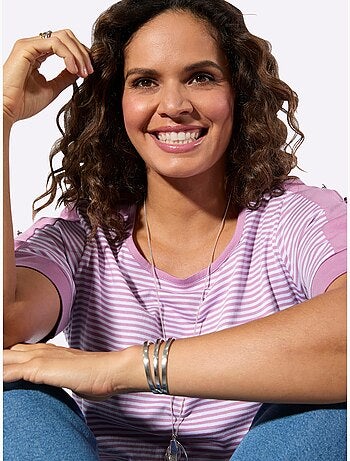 T-shirt Rayé Passepoil Contrasté - Taille Standard - Witt