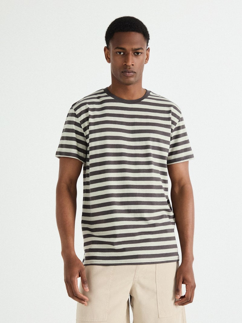 T-shirt rayé pour homme MO Fashion Vert - Kiabi