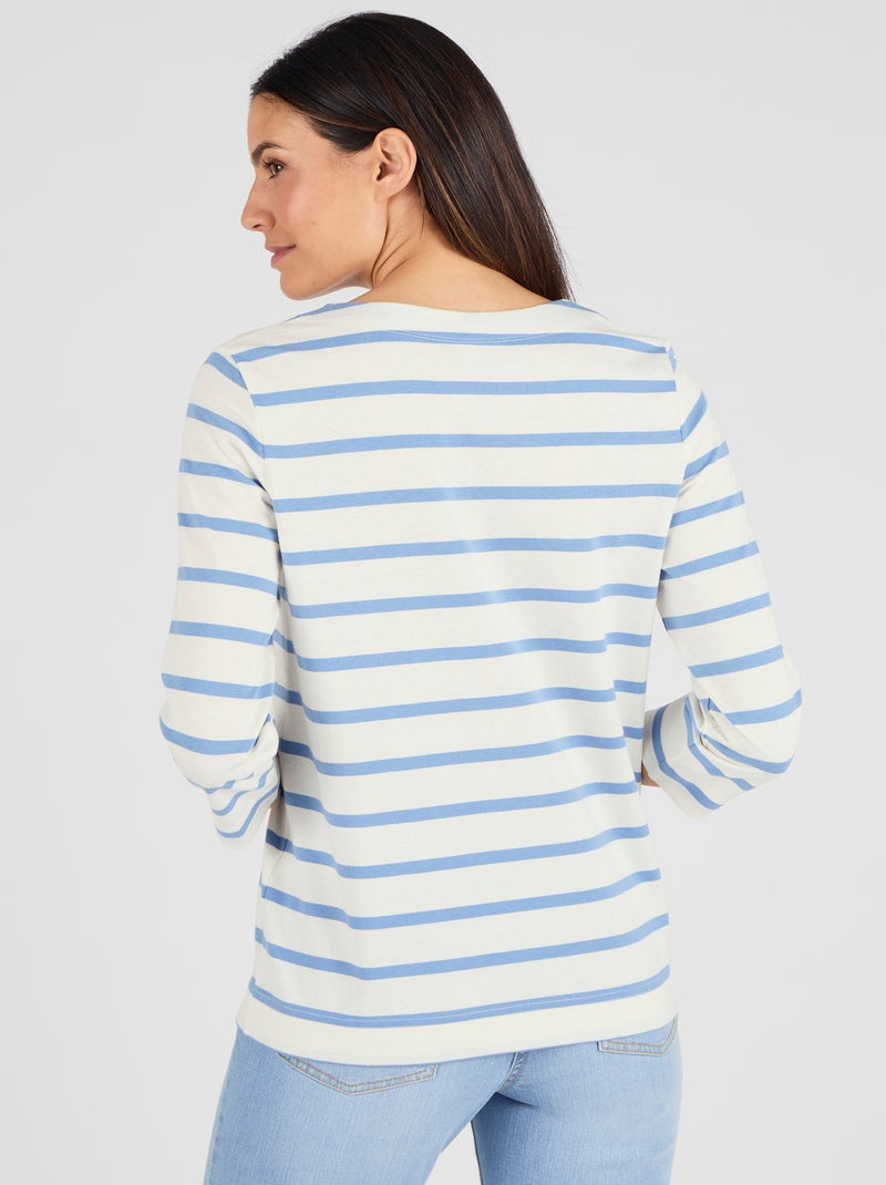 T-shirt rayé pur coton - Damart Bleu - Kiabi