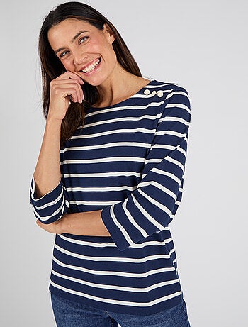 T-shirt rayé pur coton - Damart