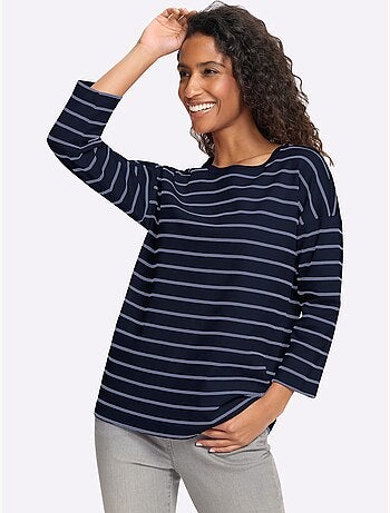T-shirt rayé pur coton - taille standard - helline