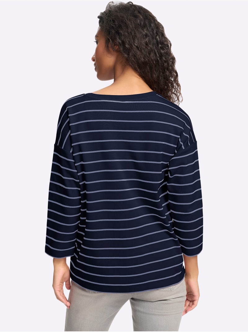 T-shirt rayé pur coton - taille standard - helline Bleu - Kiabi