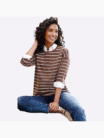 T-shirt rayé pur coton - taille standard - helline