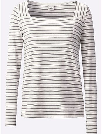 T-shirt rayé qualité coton doux sur la peau - taille standard - helline