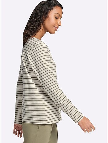 T-shirt rayé qualité coton doux sur la peau - taille standard - helline