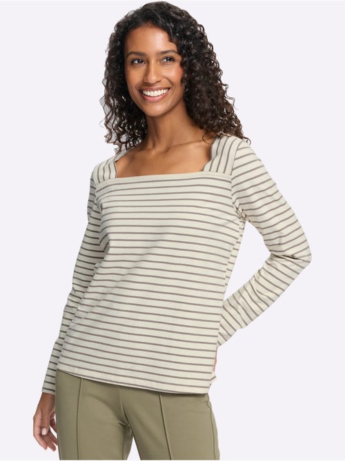 T-shirt rayé qualité coton doux sur la peau - taille standard - helline - Kiabi T-shirt rayé qualité coton doux sur la peau - taille standard - helline - Kiabi