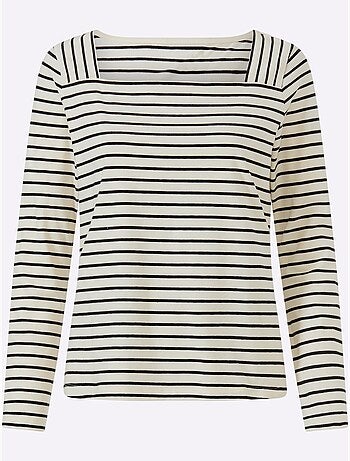 T-shirt rayé qualité coton doux sur la peau - taille standard - helline