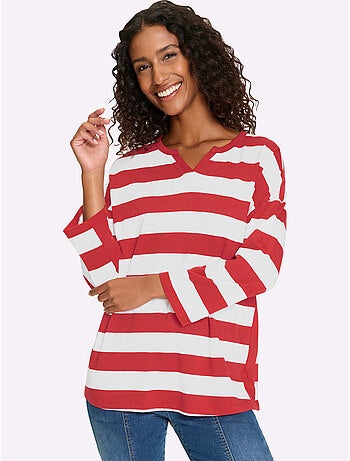 T-shirt Rayé Rayures En Fils Teintés - Taille Standard - helline