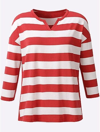 T-shirt Rayé Rayures En Fils Teintés - Taille Standard - helline