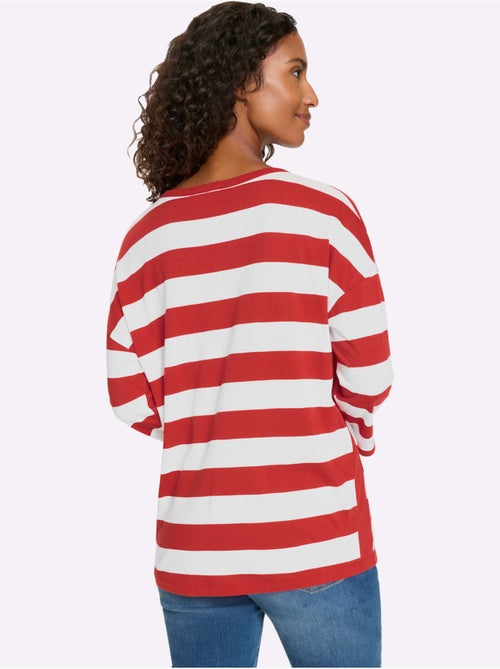 T-shirt Rayé Rayures En Fils Teintés - Taille Standard - Helline - Kiabi
