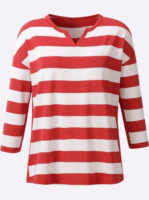 T-shirt Rayé Rayures En Fils Teintés - Taille Standard - Helline - Kiabi