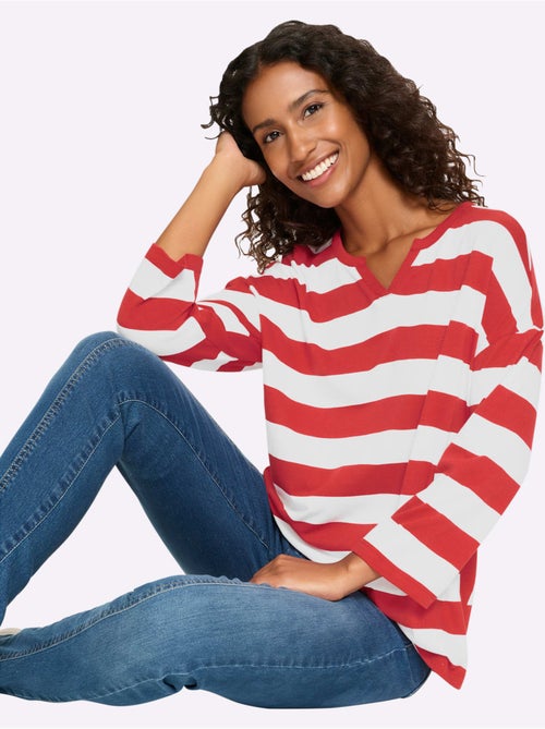 T-shirt Rayé Rayures En Fils Teintés - Taille Standard - Helline - Kiabi