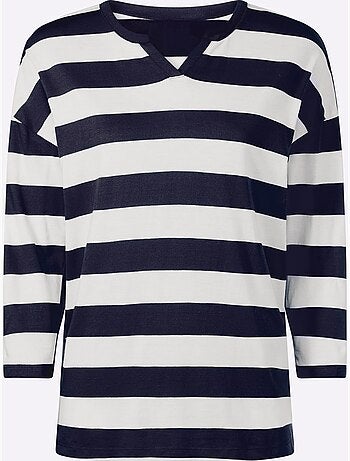 T-shirt Rayé Rayures En Fils Teintés - Taille Standard - Helline