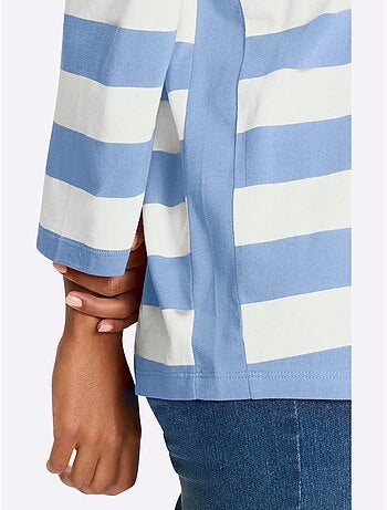 T-shirt Rayé Rayures En Fils Teintés - Taille Standard - helline