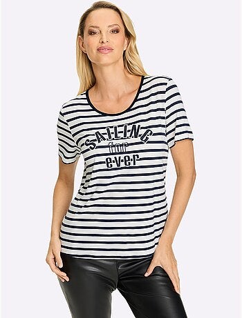 T-shirt Rayé Rayures Marines - Taille Standard - Helline