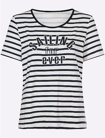 T-shirt Rayé Rayures Marines - Taille Standard - Helline