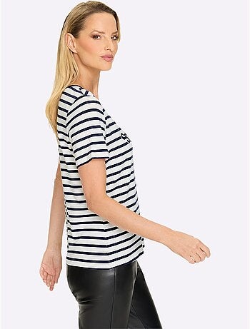 T-shirt Rayé Rayures Marines - Taille Standard - Helline