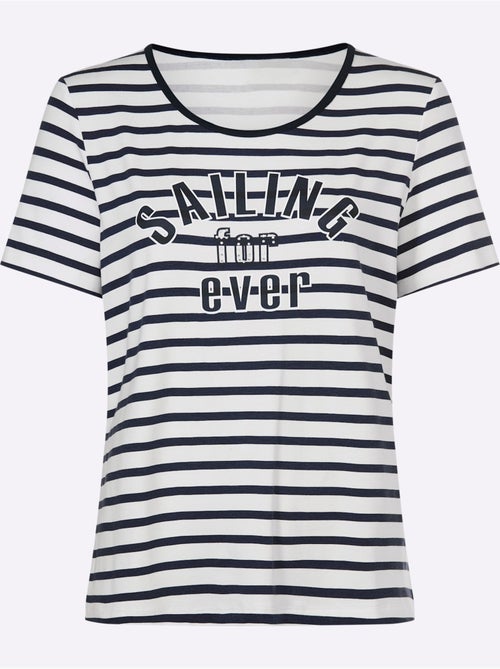 T-shirt Rayé Rayures Marines - Taille Standard - Helline - Kiabi T-shirt Rayé Rayures Marines - Taille Standard - Helline - Kiabi