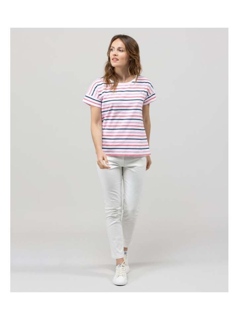T-shirt rayé rose multicolore Femme Rose - Kiabi