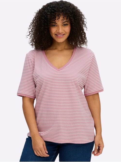 T-shirt Rayé Séduisant Motif à Rayures - Taille Standard - Sheego - Kiabi