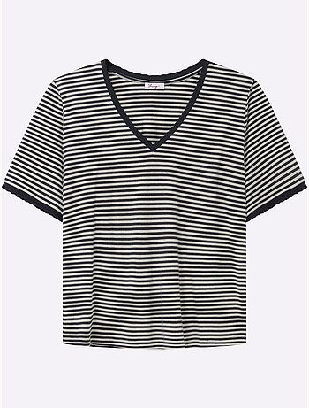 T-shirt Rayé Séduisant Motif à Rayures - Taille Standard - Sheego
