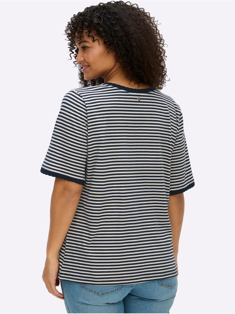 T-shirt Rayé Séduisant Motif à Rayures - Taille Standard - Sheego Bleu Ecru - Kiabi
