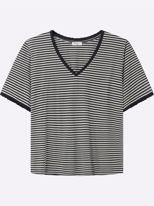 T-shirt Rayé Séduisant Motif à Rayures - Taille Standard - Sheego - Kiabi