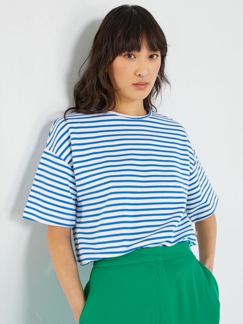 T-shirt rayé type marinière Bleu - Kiabi