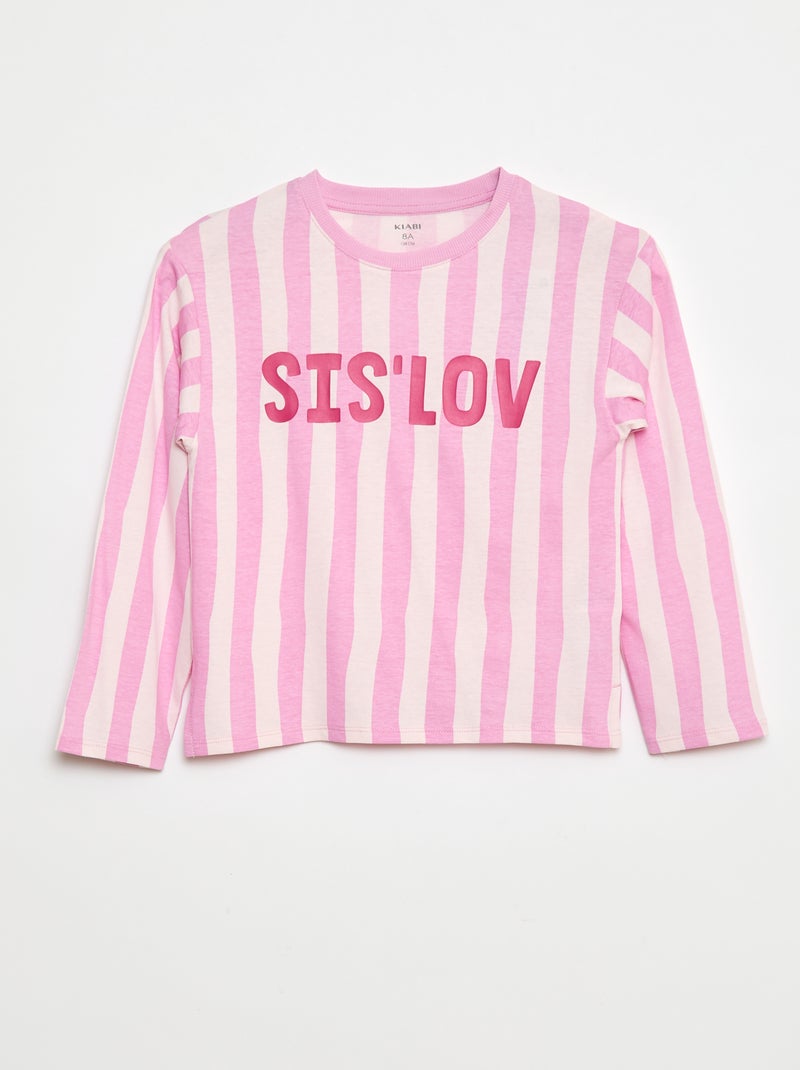 T-shirt rayure en coton Rose - Kiabi