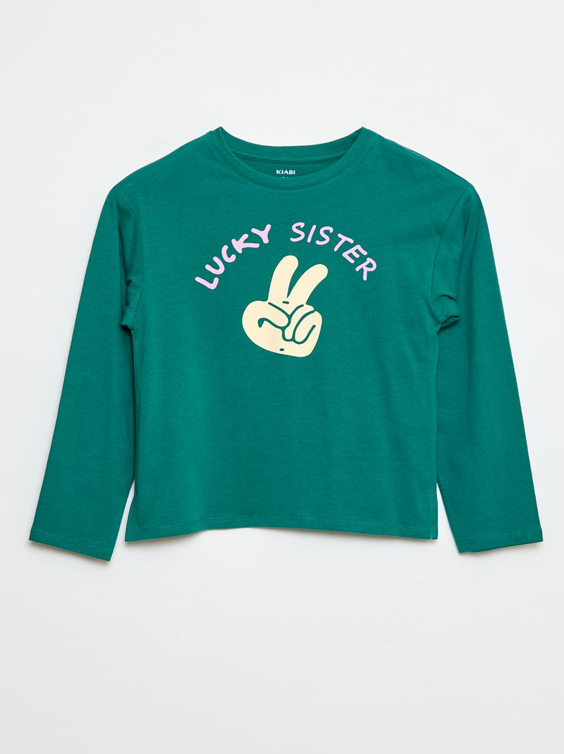 T-shirt rayure en coton Vert - Kiabi