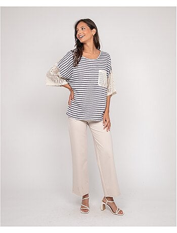 T-shirt rayures dos ajouré FINLEY