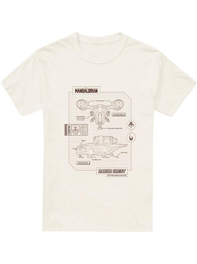 T-shirt razor crest - la guerre des étoiles: the mandalorian Blanc Beige - Kiabi