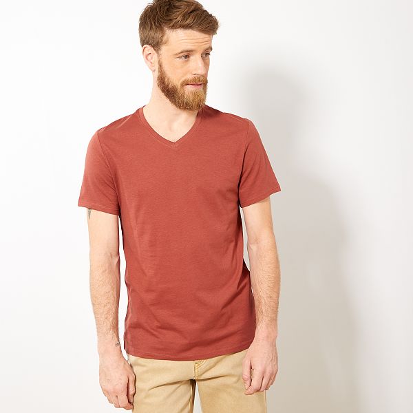 t shirt col v rouge homme