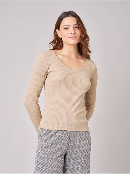 T-shirt regular femme en 100% coton côtelé 'deeluxe' - Kiabi T-shirt regular femme en 100% coton côtelé 'deeluxe' - Kiabi