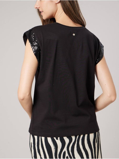 T-shirt regular femme en 100% coton détails sequins 'deeluxe' - Kiabi T-shirt regular femme en 100% coton détails sequins 'deeluxe' - Kiabi