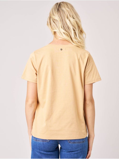 T-shirt regular femme en 100% coton imprimé café 'deeluxe' - Kiabi