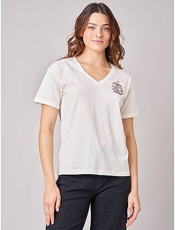 T-shirt regular femme en 100% coton imprimé graphique "fierce and free" 'deeluxe'