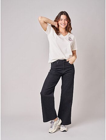 T-shirt regular femme en 100% coton imprimé graphique "fierce and free" 'deeluxe'