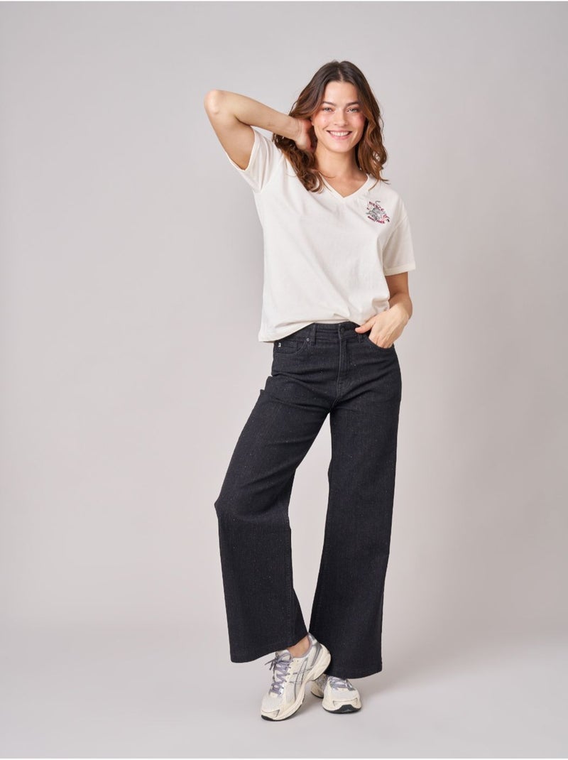 T-shirt regular femme en 100% coton imprimé graphique "fierce and free" 'deeluxe' Blanc cassé - Kiabi