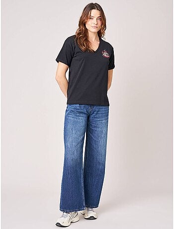 T-shirt regular femme en 100% coton imprimé graphique "Fierce and Free" 'Deeluxe'