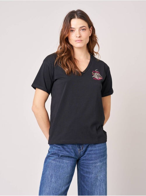 T-shirt regular femme en 100% coton imprimé graphique "fierce and free" 'deeluxe' - Kiabi T-shirt regular femme en 100% coton imprimé graphique "fierce and free" 'deeluxe' - Kiabi