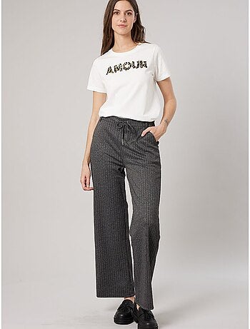 T-shirt regular femme en 100% coton inscription AMOUR en léopard 'Deeluxe'