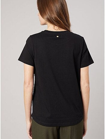 T-shirt regular femme en 100% coton inscription AMOUR en léopard 'Deeluxe'