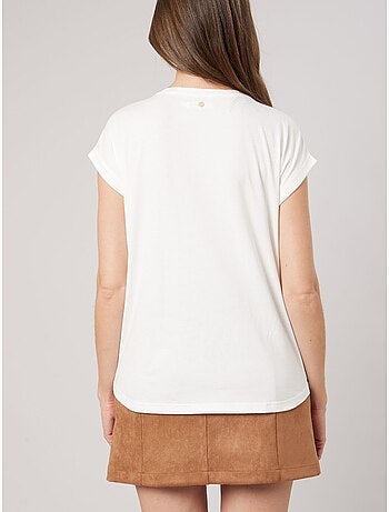 T-shirt regular femme en 100% coton jersey imprimé "hope" orné de perles 'deeluxe'